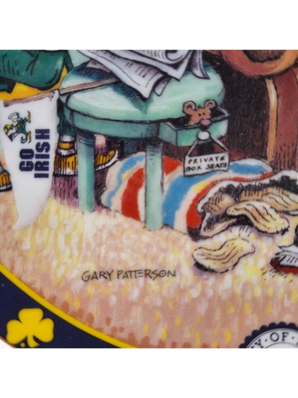 NOTRE DAME GARY PATTERSON DECORATIVE COLLECTOR PLATE FOOTBALL FAN HUMOR 24K GOLD - Picture 4 of 8